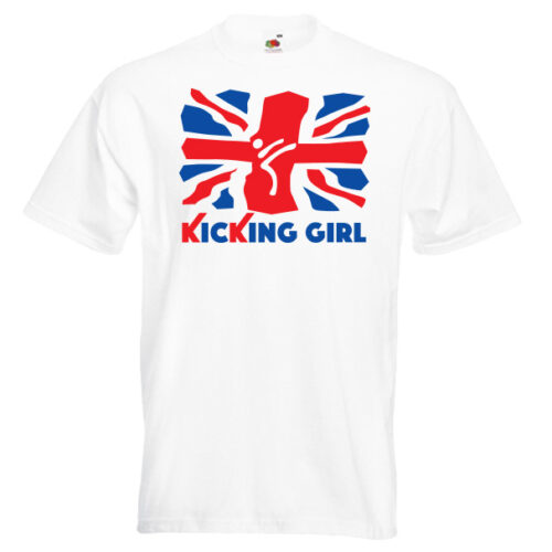 British Kicking Girl 10KG-red-and-blue-on-white-shirt