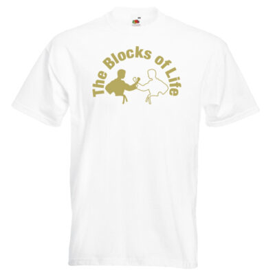 The Blocks of Life Martial Art T-Shirt-8R-gold-on-white-shirt