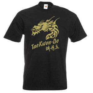 Taekwondo Dragon style-17-gold-on-white-shirt