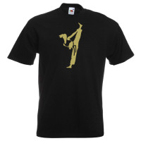 Ideal for Female Martial Artist style-4R-gold-on-black-shirt