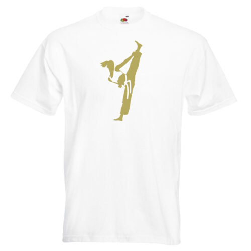 Ideal for Female Martial Artist style-4R-gold-on-white-shirt