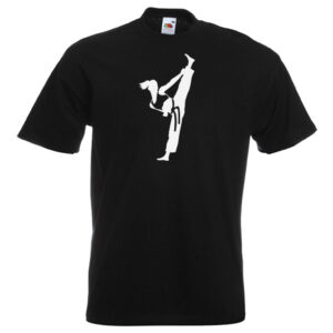 Ideal for Female Martial Artist style-4R-white-on-black-shirt
