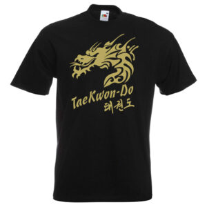 Black White and GOLD Taekwondo Dragon T-Shirts Ideal for students practicing Taekwon-do in the UK