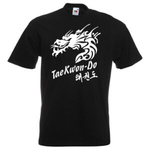 Black White and GOLD Taekwondo Dragon T-Shirts Ideal for students practicing Taekwon-do in the UK