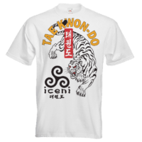ICENI Taekwondo Tiger Tshirt, A3 printed White T-shirt
