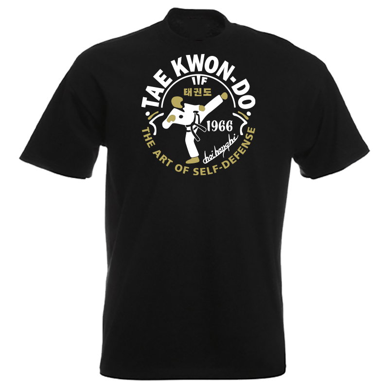 ITF Taekwon-do 1966 The Art of Self Defense White & Gold on black T-Shirt 
