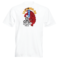 ICENI Taekwondo Full Red Tiger print on White T-shirt